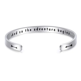 2024 Graduation Gifts Bracelets For Her And So The Adventure Begins Class Of 2021 College Senior Junior High Middle School Students Gift Cuff Bracelet Inspirational Gifts For Women