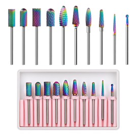 Makartt - Juego de 10 brocas para taladro de uñas, de carburo de tungsteno, para quitar esmalte de uñas de acrílico, de polo y gel, B-36, 3/32 pulgadas, para uñas de gel acrílico, cutículas, manicura, pedicura