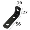 Reinforcing Metal Fittings, Black No.61, L-Shaped, 2.3 x 1.1 inches