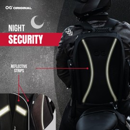 OG Original Motorcycle Backpack GO Black Waterproof, 20L, Motorbike Helmet Strap, Helmet Bag, Cycling Bag, Man, Laptop, Reflective