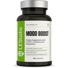 LES Labs Mood Boost – Stress Relief, Mood Support, Deep Relaxation & Better Sleep – 5-HTP, Ashwagandha, Rhodiola Rosea, Magnesium, L-Theanine & GABA – Non-GMO Supplement – 60 Capsules
