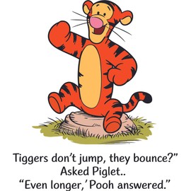 Tigers Don't Jump They Bounce Mini Pig Cartoon Character Kids Show Funny Quotes Wall Art Sticker Designs Decors Vinyl Stickers for Home House Walls Rooms Window Bedroom Decoration Size (18x20 inch)