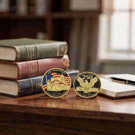 250th Anniversary Commemorative Coins - American Flag & Liberty Bell Design Collectible Coins, Durable Metal Anniversary Coins, America 250th Merchandise for Celebration & Gifting(1776-2026)
