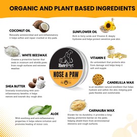 NutriPet Paw Balm Dogs and Cats | Treatment for Dry Skin for Dogs | Moisturizer Wax for Dry and Cracked Paws, Nose and Elbows | 100% Natural Ingredients with Aloe, Coconut Oil, and Vitamin E