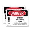 (2 Pack) Battery Charging Area Risks OSHA Danger Sign 7