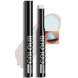 Wugbc Shimmer Eyeshadow Stick, Blue Aurora Glitter Eye Shadow Stick Long-Lasting Cream to Powder Blendable Eye Brightener Eyeliner Pencils Crayon Highlighter Makeup
