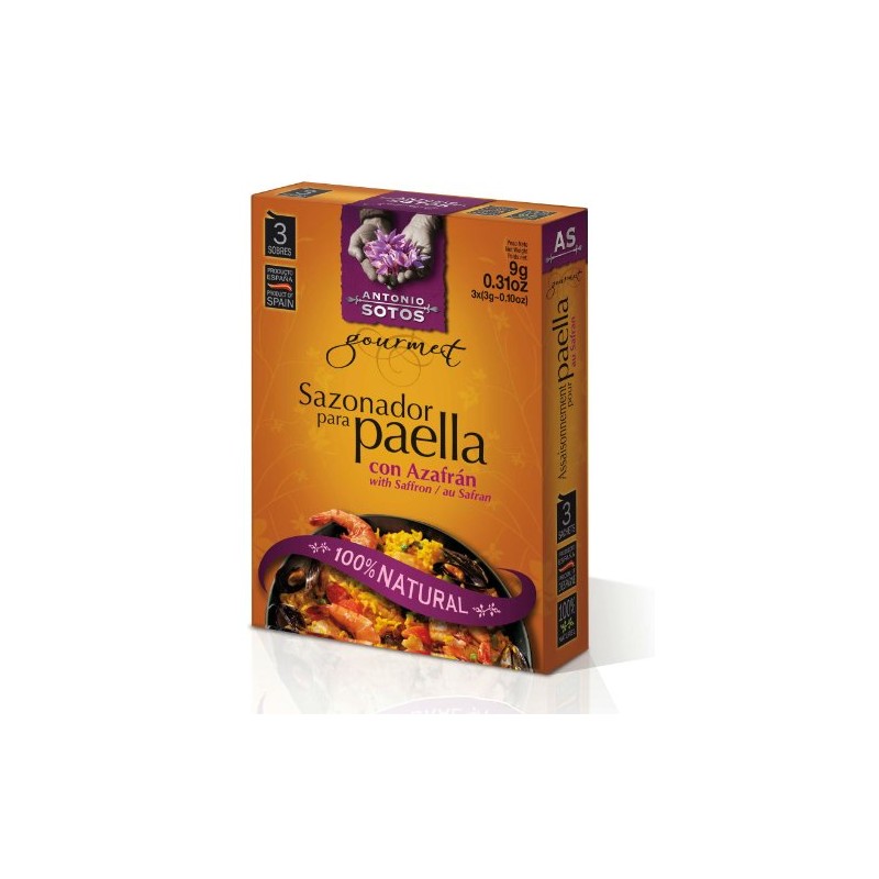 Paella Seasoning Sotos with Saffron 100% natural - 3 Sachets