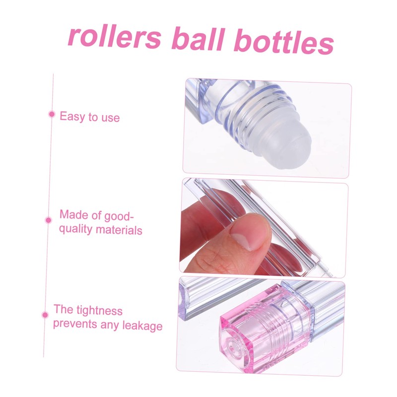 Healvian 10-Pack 6.5ML Square Plastic Roller Bottle Set Refillable Essential