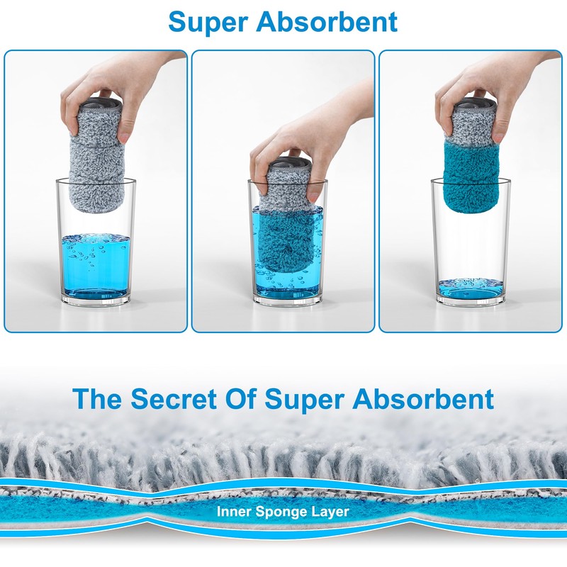 2pcs Microfiber Mop Pads, Mop Head Replacement for Joymop, Mop