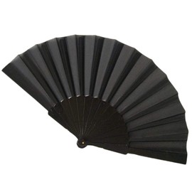 WS UK Fabric Handheld Folding Fan [Black]
