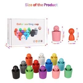 runpeak Colour Sorting Cups - toddler colours classification games, colours cognition wooden toys, educational toys for 3+ year olds, Color Matching Sensory Play