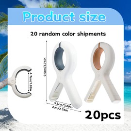 20 Pcs Beach Towel Clips, 9.5cm Towel Clips for Sun Loungers, Non-Slip Beach Towel Pegs, Strong Grip for Beach Towel Clips for Sun Loungers,Used for Towels, Wet Swimsuits