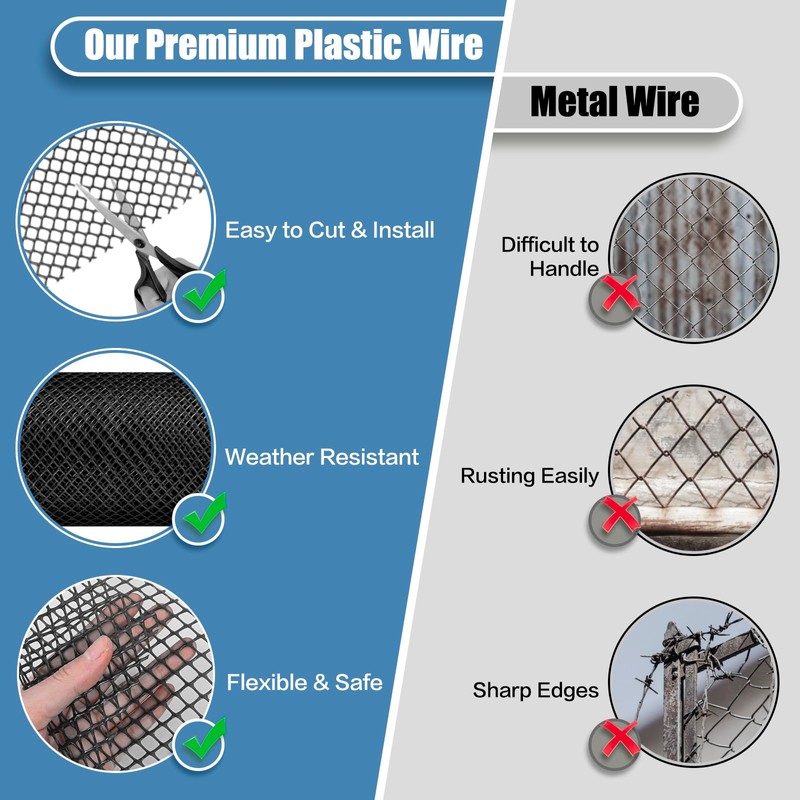 Plastic Pet & Garden Fence - Black 15.7in X 50ft