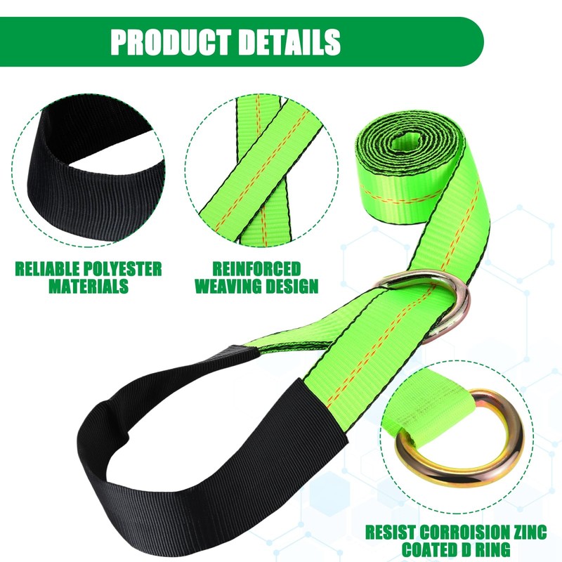 Wowangce 8 Pack Lasso Tow Strap with D Ring and