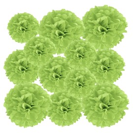 PATIKIL 4"/6"/8" Tissue Pom Poms Flowers, 12 Pack Paper Flower Ball for Wedding Bridal Shower Birthday Bachelorette Party Backdrop Decoration, Lime Green