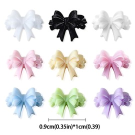Mixed Color Cute Bow Nail Charms Bows for Nails Supplies 3D Bowknots Nail Charm Resin Bow Charms for Nails Design Kawaii Ribbon Bowknot Nail Art Charms for Women Manicure Decor Nails Accessories