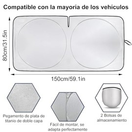 AUGUSTYUE Parasol para Auto Parabrisas, Parasol para Coche Delantero Protector, Parasol Automovil Plegable con Anti UV Rayos, Cubre Sol para Auto con 
