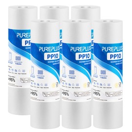 PUREPLUS 1 Micron 10" x 2.5" Whole House Sediment Home Water Filter Cartridge Replacement for Any 10 inch RO Unit, Culligan P5, Aqua-Pure AP110, Dupont WFPFC5002, CFS10, WHKF-G05, 6Pack