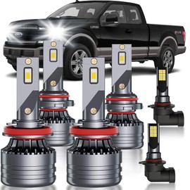 HUOKEDS for Ford F150 2015-2023 LED Headlights Fog Lights Bulbs Combo, 6pcs Super Bright White High & Low Beam Headlamps and Fog Lights LED Blubs Package