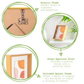 1x Black 8 x 10 inch 3D Deep Box Wooden Photo Frame - Standing Hanging Craft Shadow Memory Picture Display Case for Flowers Crafts Art Medal - By Nicola Spring