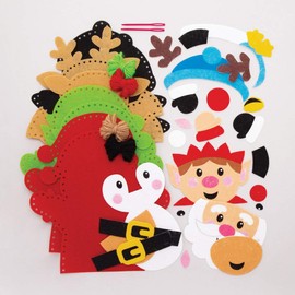 Baker Ross AT185 Christmas Hand Puppet Sewing Kits, Festive Arts and Crafts (Pack of 4), Assorted