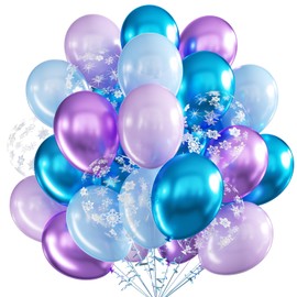 Balloons Blue Purple, Pack of 60 12 Inch Blue Purple Latex Balloons Metallic Blue Purple Balloons with Confetti Party Balloons, Party Balloons for Birthday Wedding Baby Shower Baby Shower Decoration