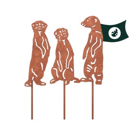 VERDOBA Meerkat Garden Decoration Rust - Meerkat Figurines Set in Rust Look - Garden Stake Rust - Garden Decoration Meerkat Made of Iron (Silver) - Rust Decoration for Garden, Balcony and Patio