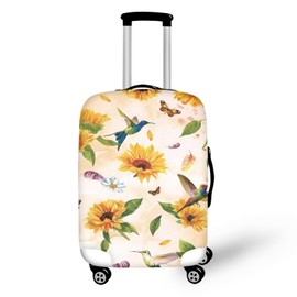 Pzuqiu Hummingbird Sunflower Luggage Cover Elastic Washable Suitcase Protector Travel Suitcase Cover for Kid and Adult, S (Fit 18-21 Inch Suitcase)