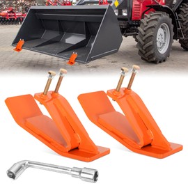 UTVJATV 2PCS Tractor Bucket Protector Skid Edge Anti-Skid Protector with Double Lock Nuts and Bolts Ski Edge Protector for Snow Leaves Removal, Spreading Gravel (Orange)