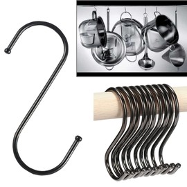 Anzhee S Hooks - 27Pack Heavy Duty Metal S Shaped Stainless Steel Hangers for Kitchen Utensils - Black