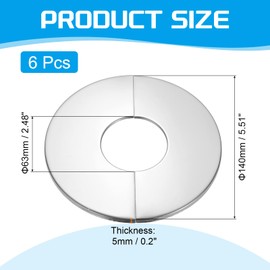 PATIKIL Wall Split Flange 2.5" (63mm),6 Pcs Stainless Steel Round Self-Adhesive Escutcheon Plate Plumbing Wall Cover for Kitchen Bathroom Arm Pipe Faucet Decoration, Silver