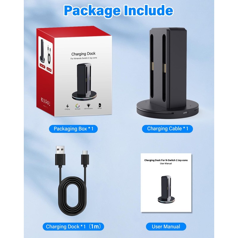 Controller Charger Compatible with Switch 2, Charging Station for JoyCon