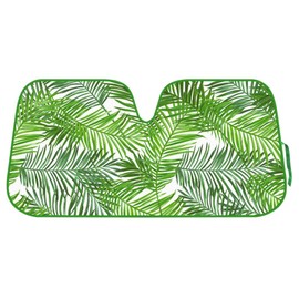 BDK Tropical Leaves Auto Windshield Sun Shade for Car SUV Truck - Balmy Fern - Double Bubble Foil Jumbo Folding Accordion - AS-768