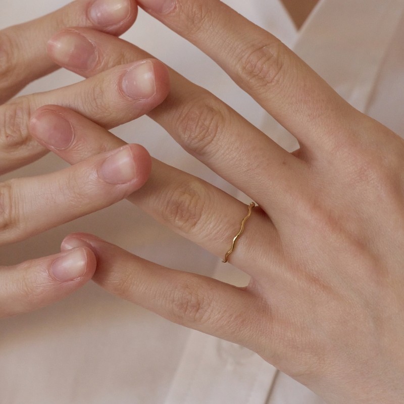 14k gold field plain wave ring size / 14k 골드필드