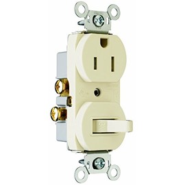 Legrand Pass & Seymour 691TRLACC6 Combination Switch, One 15 Amp 120/125V Single Pole Toggle Switch and One Tamper Resistant Outlet Receptacle, Grounding, Light Almond (1 Count)