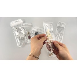WACCOMT Pack 100pcs Hanging Jewelry Organizer Self Sealing Bag with Hang Hole Clear Plastic Hanging Bags Resealable Jewelry Packaging Pouch for Zip Storage Small Items Lock Decoration (2.36x7.28 inch)