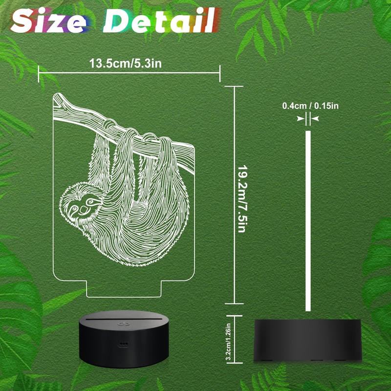 CoolGift Mart Sloth Night Light, 3D LED Optical Illusion Sloth
