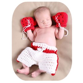 Newborn Baby Photography Shoot Outfits Cute Boxing Style Crochet Costume Glove Pants for Girl Boy Photo Props