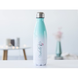 GRAZDesign Thermos Flask, 500 ml, Customisable with Name, Stainless Steel, Mint White, Drinking Bottle for Women, Girls, Butterfly Motif