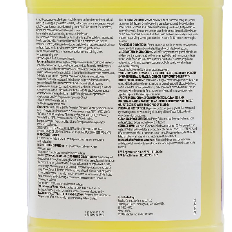 COASTWIDE Disinfectant Lemon DC Plus Concentrate for ExpressMix, 3.25L, 2/Pack