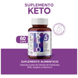 Cetonas de Franbuesa, BHB, Vitamina C, Jengibre, Vinagre Manzana 60 Cápsulas Suplemento Keto Lifeed Vitaminas para Hombre y Mujer