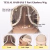 TESLAL Glueless Human Hair Blend Wig with Pre Cut Lace