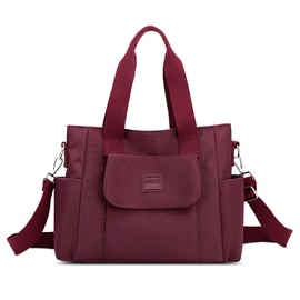 SODOLLEE Handbag for Women Large Tote Bags Casual Women's Shoulder Bag with Zipper Fashion Waterproof Nylon Crossbody Bags for Girls for Shopping Travel Casual Daily Red A