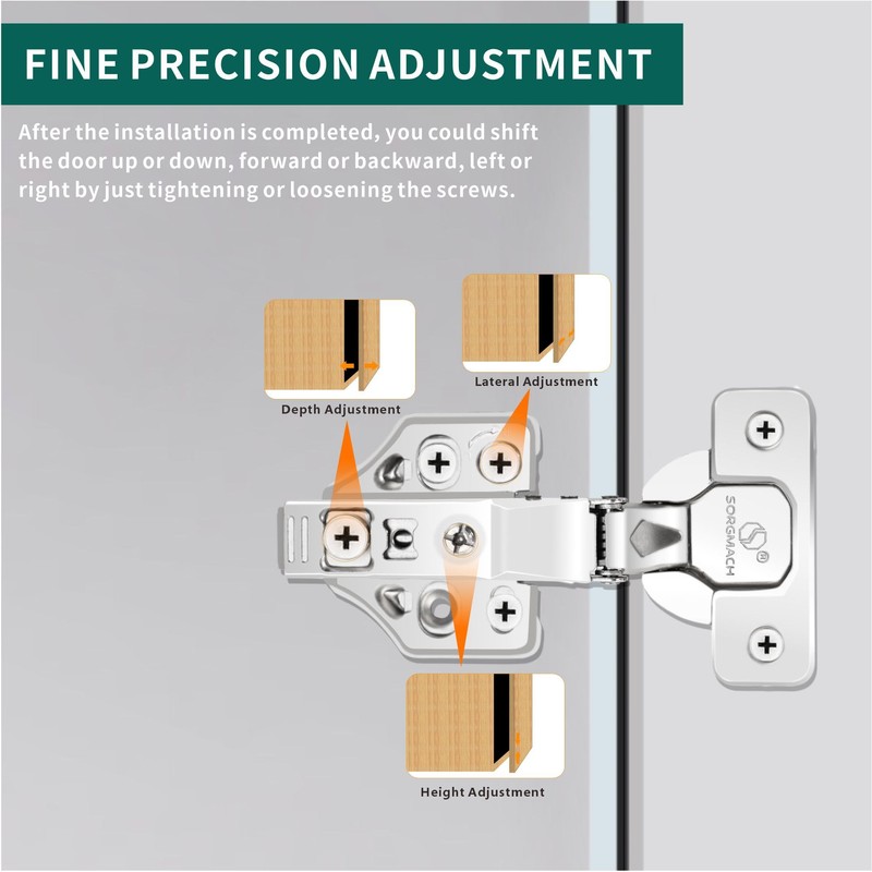 6 Pack Inset Overlay Soft Close Cabinet Hinges 105° Frameless
