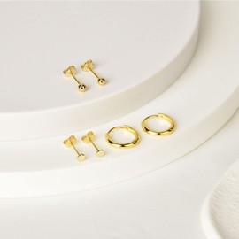 Candyfancy Earrings Set for Multiple Ear Holes 925 Silver Set of 3 Earrings for Women Men Girls 10 mm Hoop Earrings 3 mm Small Stud Earrings, Sterling Silver