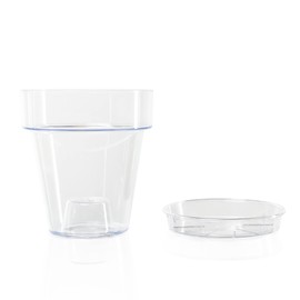 Kalapanta Transparent Plastic Pot for Orchids, with Drainage Holes and Saucer (1, Ø 14 cm)