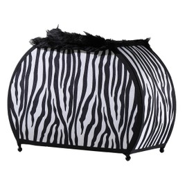 Benjara BM311582 12 in. Wigi Accent Lamp Purse - Zebra Animal Print - Black & White Faux Fur