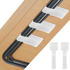 100pcs Hook and Loop Cable Ties, gliship Adhesive Wire Management, Adjustable Cable Straps Cord Wrappers Keeper Cord Holder, Sticky-Back Cord Organizer for Kitchen Appliances at Office, Home - White