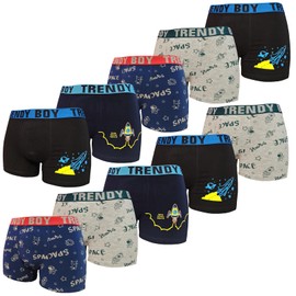 Pack of 10 Boys' Cotton Boxer Shorts Size 110-116, 122-128, 134-140, Pack of 10 colour mix 3