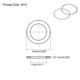 sourcing map 20Pcs M13 Flat Washer, 304 Stainless Steel 13mm ID x 16mm OD x 0.1mm Thick for Bolt Screw, Factories Repair, Kitchens, Shops, and Outdoor Construction